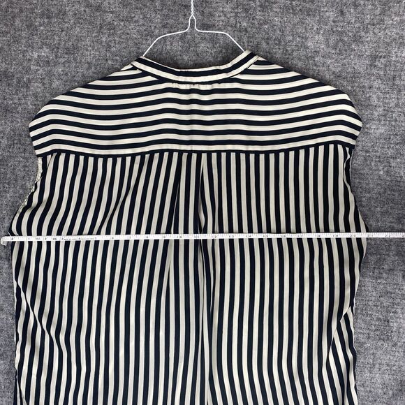 Zara Trafaluc Top Women Medium Black White Stripe Satin - Picture 9 of 11